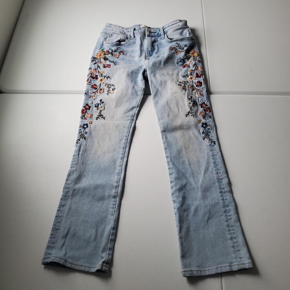 DRIFTWOOD Light Wash bootcut Jeans with Floral Embroidery